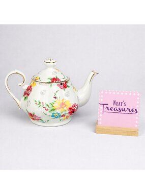 Gracie Teaware China By Coastline Imports Multicolor Floral Flower 5 Cup Teapot